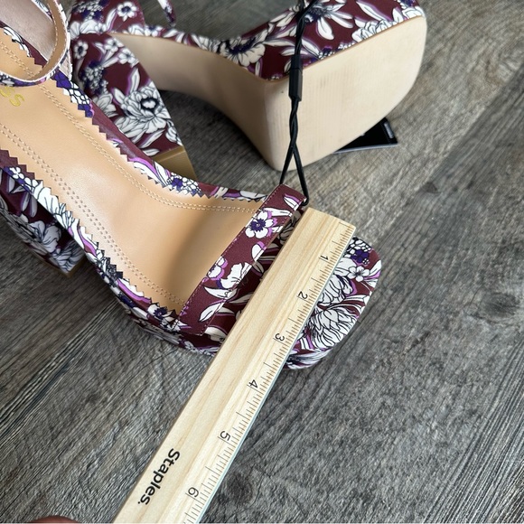 Express platform square toe floral sandal block heel size 10 - Picture 7 of 13